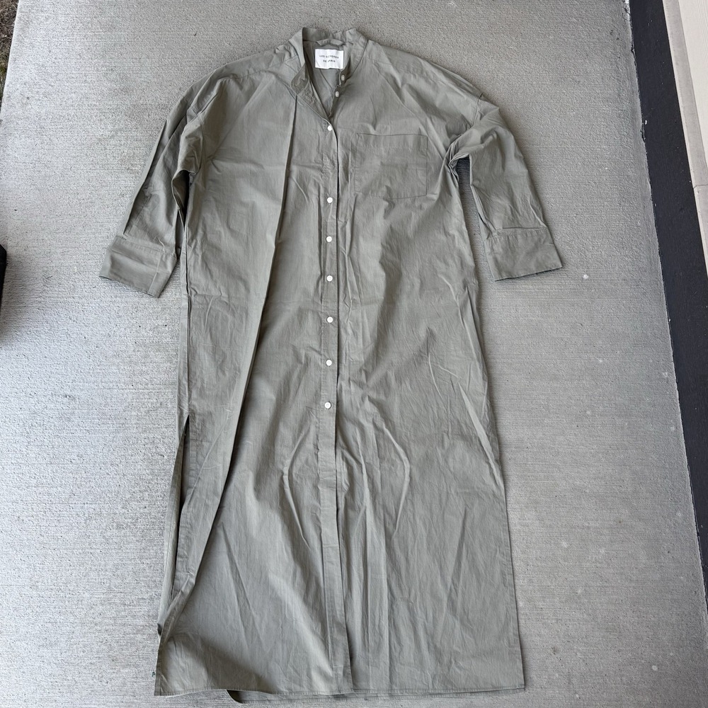 Les Coyotes de Paris Women's Tiga Shirt Dress Olive Green 100% Cotton Size 40